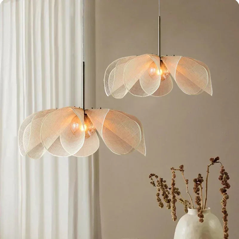 New Chinese Style Handmade Chandelier Restaurant Hotel Banquet Hall Fabric Pendant Lamp Homestay Zen Tea Room Lighting Fixture