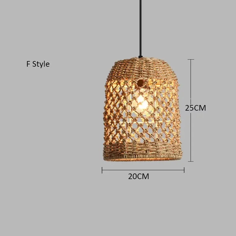 Bamboo Woven Pendant Lamp Rattan Woven Zen Tea Dining Japanese Bamboo Art Lantern Tea House Lighting Fixtures