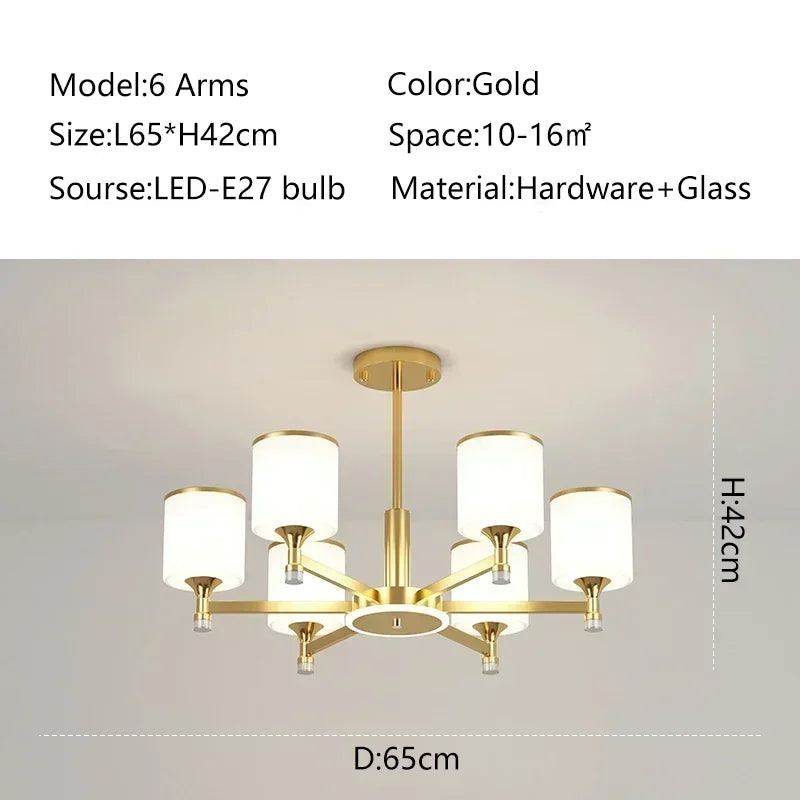 New Chinese Style Simple Chandelier Living Room Classical Restaurant Bedroom Trichromatic Pendant Lamp Retro Home Decor Lighting