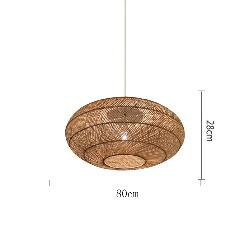 Chinese Handmade Woven Natural Rattan Pendant Lamp Living Room Restaurant Hotel Homestay Bedroom Led Chandelier Art Lights Decor