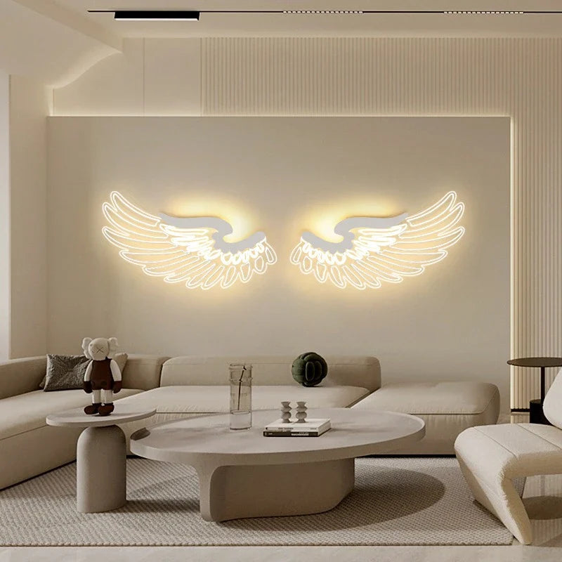 Angel Wings Wall Lamps Nordic Creative Personality RGB LED Wall Lamp for Living Room Bedroom Restaurant Bar Decoration Lighting