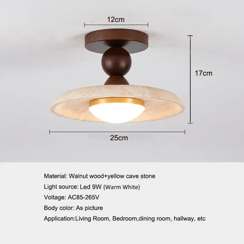 Yellow Cave Stone Walnut wood Corridor Light Japanese Wabi Sabi Style Balcony Entrance foyer Staircase Bedroom Ceiling Light