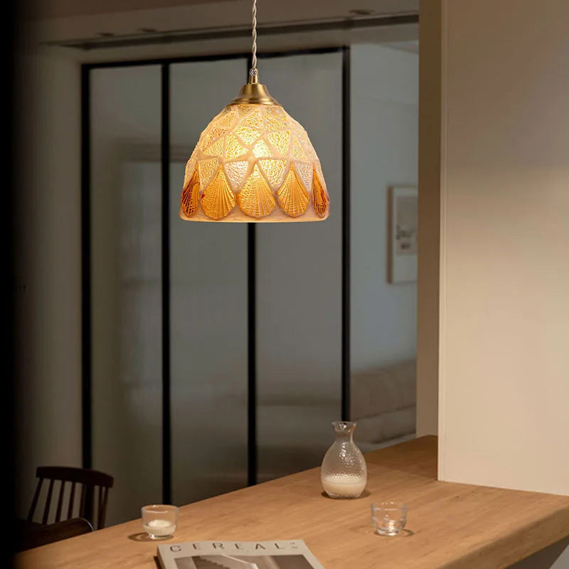 Scandinavian Mosaic Shell Pendant Light – Colorful Mediterranean Hanging Lamp