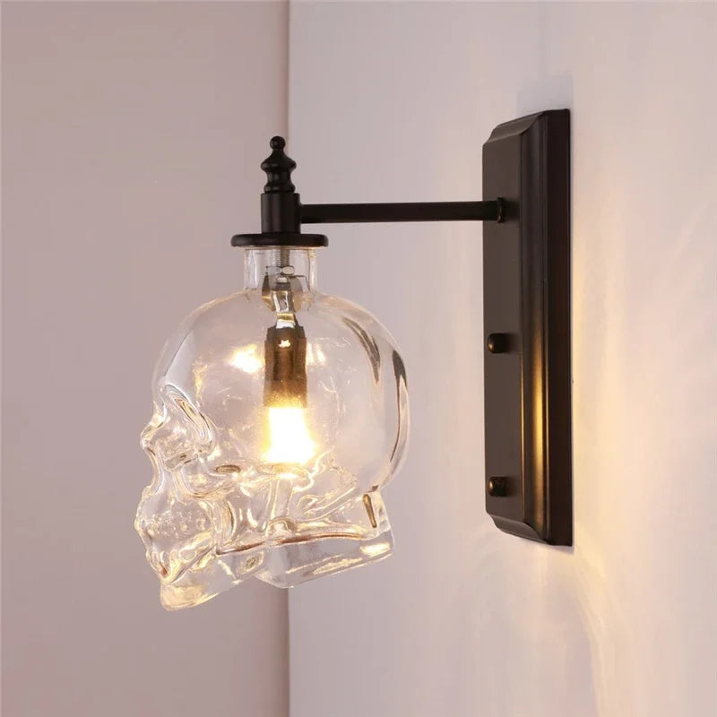 Nordic Industrial Vintage Wall Lamps Modern Glass Skull Shape Wall Decor Living Room Bedroom Lamp LED Wall Sconce Light Fixtures