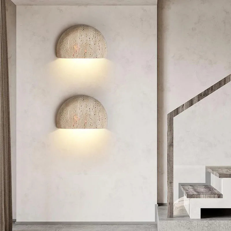 Wabi-sabi stone retro living room wall porch corridor homestaycafe atmosphere bedroom bedside wall lamp