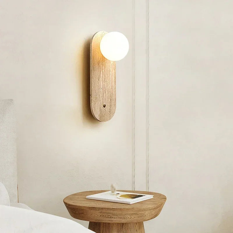 Wabi-Sabi Ceramic Wall Light – Japanese Minimalist LED Sconce for Bedroom & Living Room