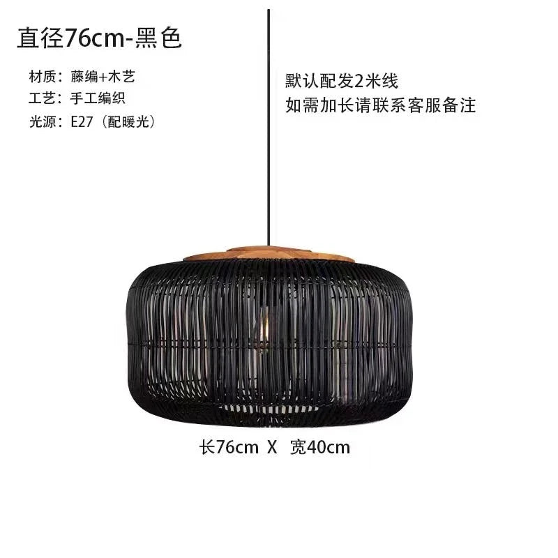 Chinese New Retro Handmade Rattan Pendant Lamp Homestay Living Room Restaurant Bedroom LED Chandelier Home Decor Light Fixtures