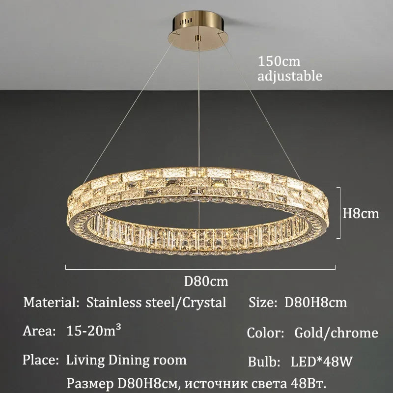 2025 Designer's New Restaurant Crystal Chandelier Luxury High-end Living Room Bedroom Light Dining Desk Bar Counter Pendant Lamp