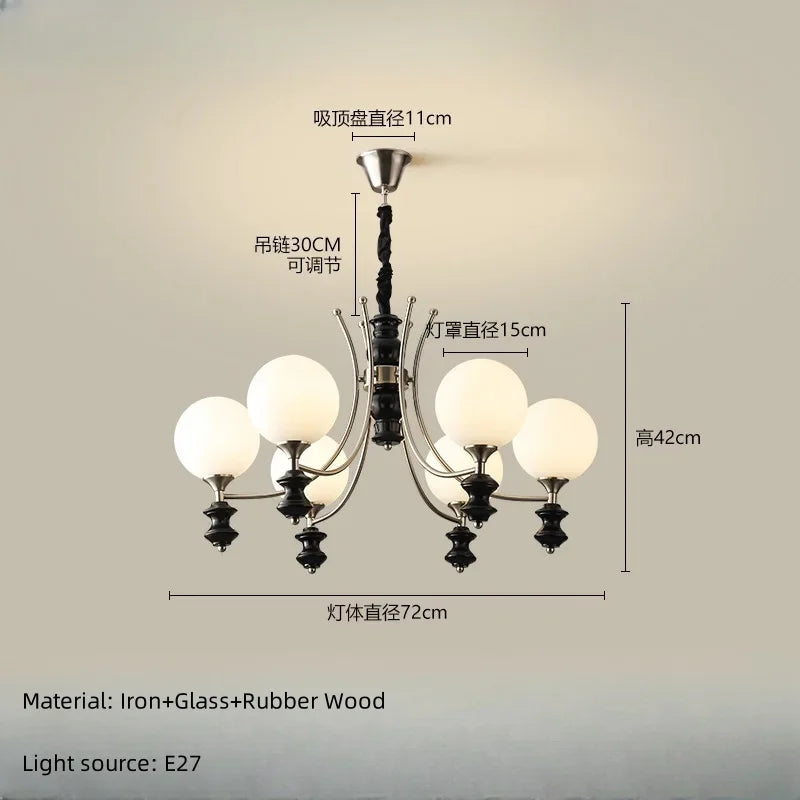 Japanese New Magic Bean LED Chandelier French Living Room Restaurant Bedroom Kitchen Walnut Wood Pendant Lamp Home Decor Light