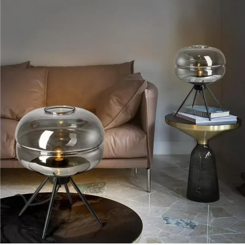 Nordic Minimalist Glass LED Desk Lamp – Modern Bedside Table Light for Bedroom & Living Room