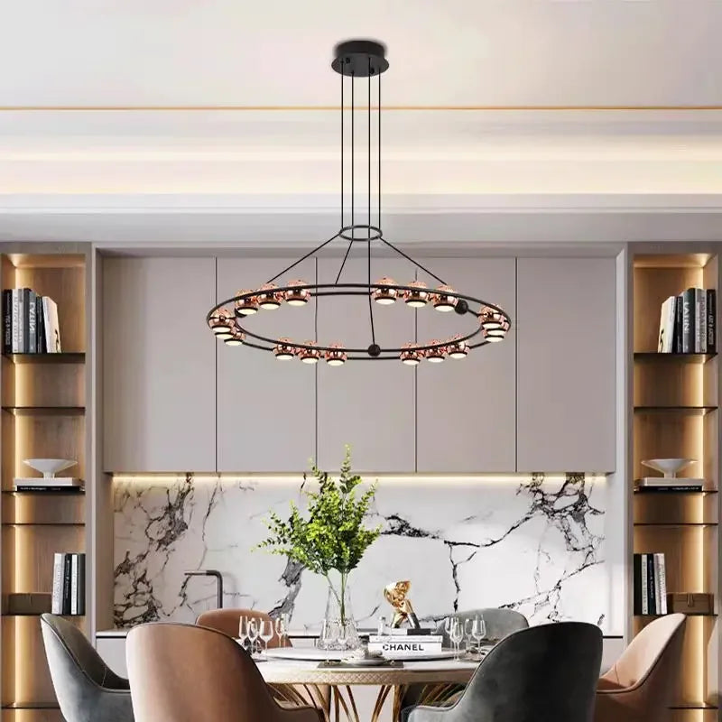 Nordic Art Luxury Stainless Steel Pendant Lamp Modern Living Room Restaurant Chandelier Bedroom Villa High Rise Decor Lighting