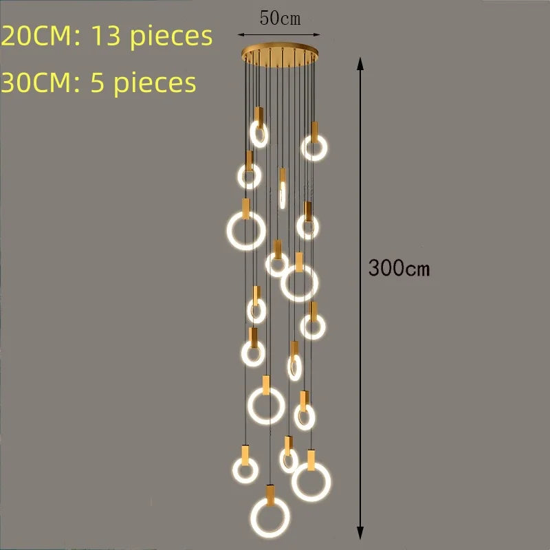 Nordic Simple LED Glass Pendant Lights Living Room Staircase Ring Creative Restaurant Bedroom Study Chandelier Home Decor Lamps