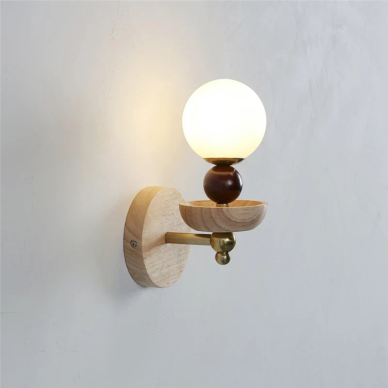 Wooden Glass Iron Art Wall Lamps Nordic Living Room Bedhead Corridor Balcony Decoration Lighting Fixtures Equipped with G9 Bulbs