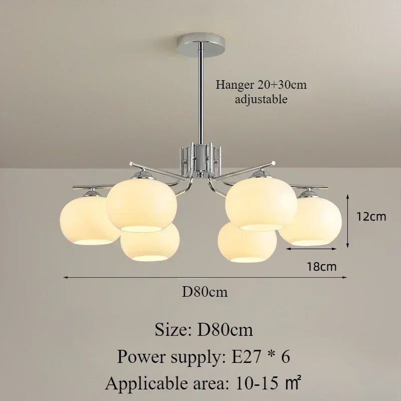 Nordic 3-Light Persimmon Pendant Light – Modern White Glass Ceiling Lamp