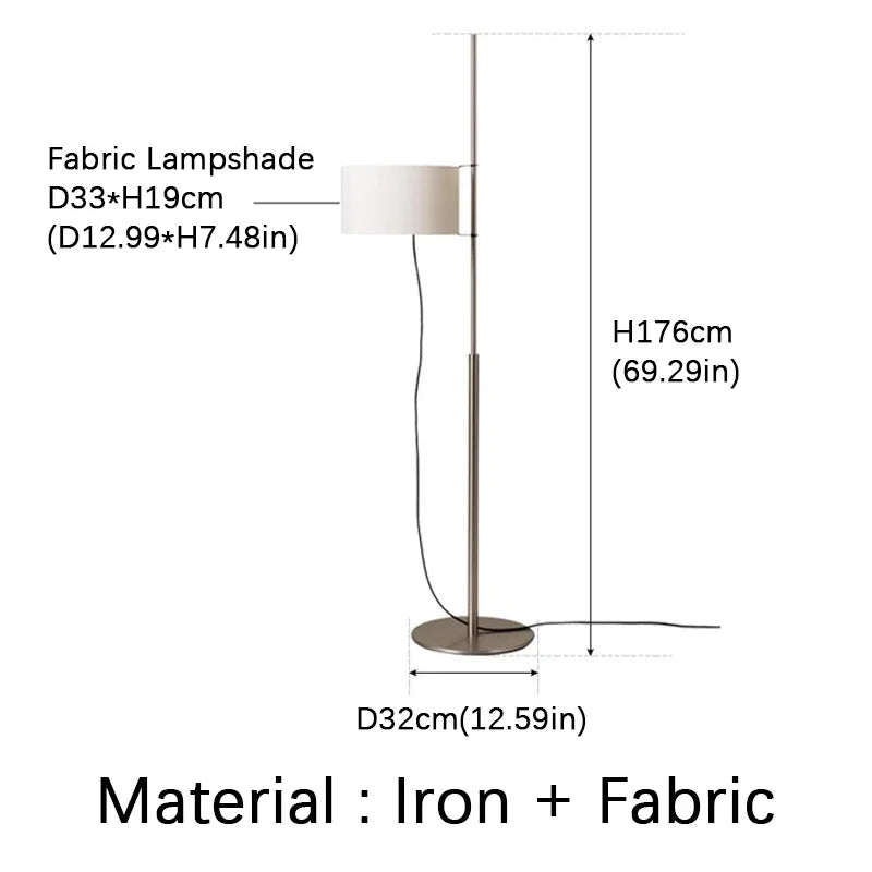 Japanese Wabi Sabi Wooden Floor Lamp – Adjustable Fabric Shade Standing Light