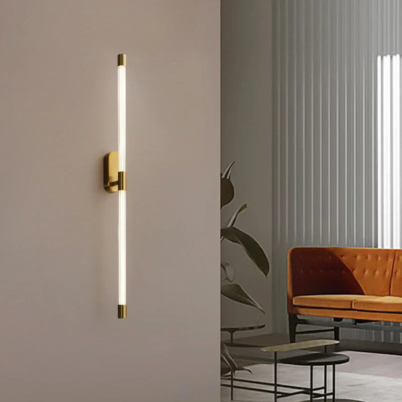Modern Copper Wall Lamps Luxury Gold Geometric Lines Wall Lights Bedroom Bedside Lamp Living Room Background Wall Decor Lighting