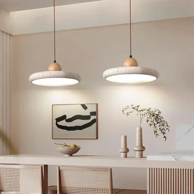 Wabi-Sabi Stone Pendant Light – Nordic Minimalist LED Hanging Lamp for Dining & Living Room