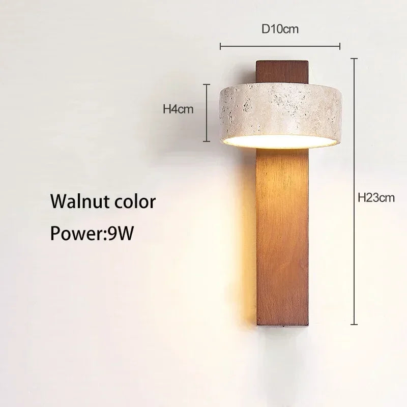Cream Stone Wall Light with Pull Switch – Rotatable LED Bedside Sconce for Bedroom & Living Room