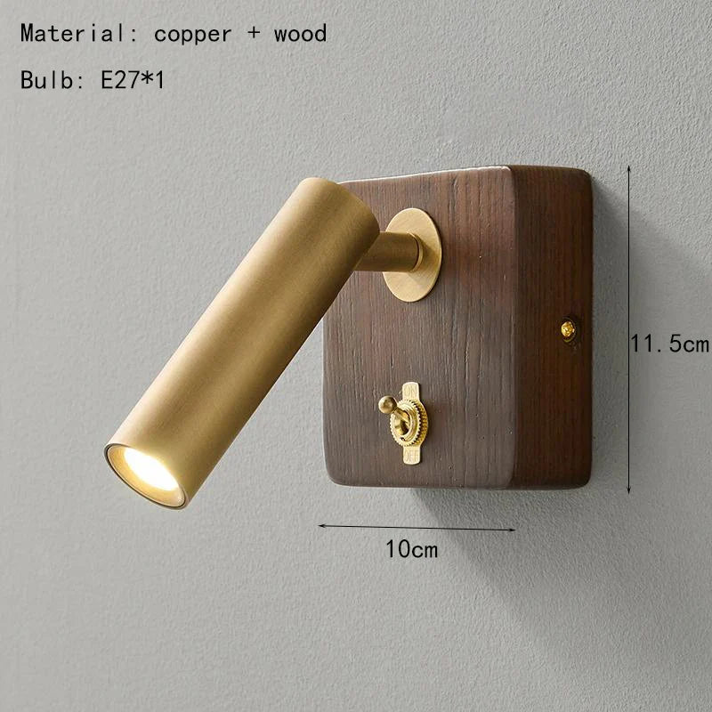 Modern Wood & Brass Wall Light – Adjustable Reading Sconce