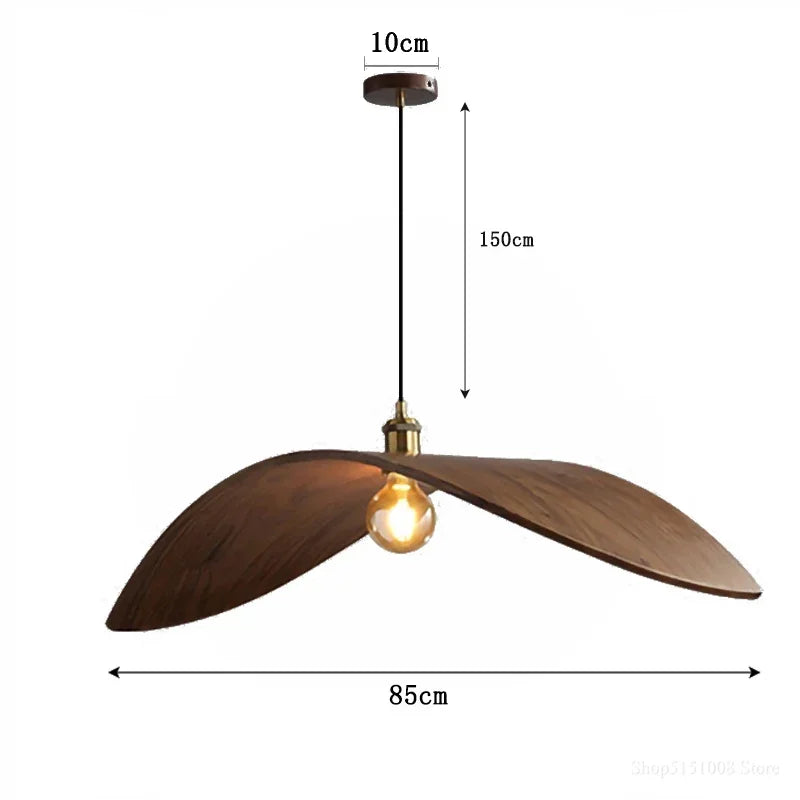 Modern Walnut Wood Pendant Light – Sculptural Minimalist Hanging Lamp