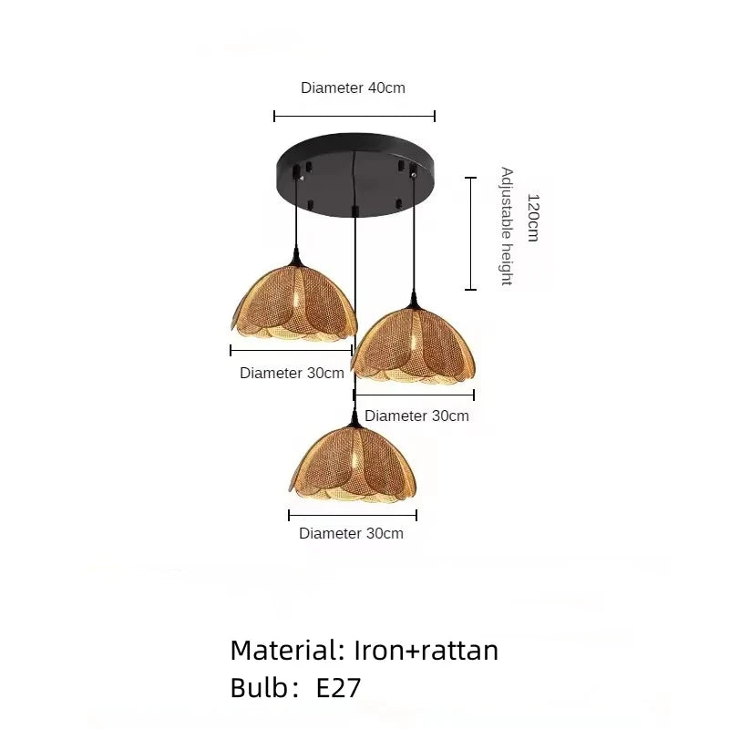 Modern Rattan Pendant Light Set – 3 & Single Hanging Ceiling Lamps