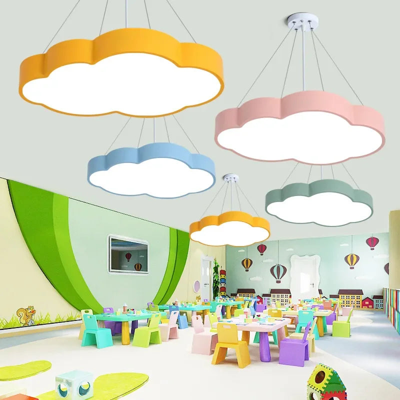Italy Designer Cartoon Cloud Pendant Lamp Kindergarten Classroom Corridor Dance Room Chandelier Girls Boy Bedroom Decor Lighting