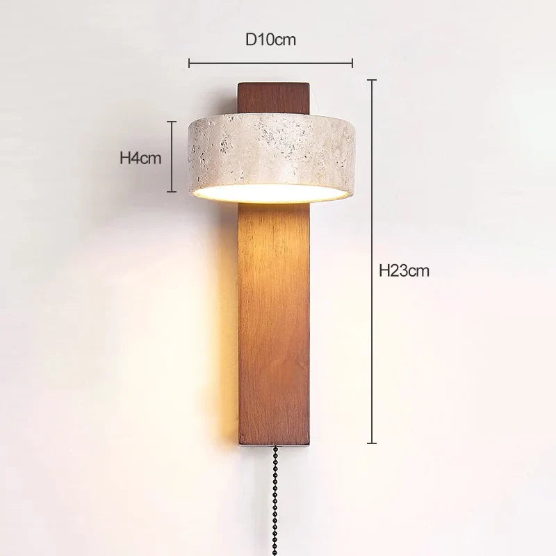 Bedroom headboard wall lamp with pull wire switch can rotate the French medieval wabi-Sabi solid wood retro lighting cream wind