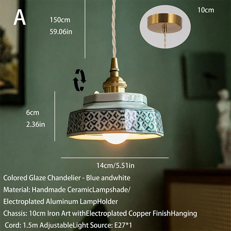 New Chinese-style retro ceramic pendant lights, Japanese-style guesthouse display windows, restaurant tea room bar counter islan