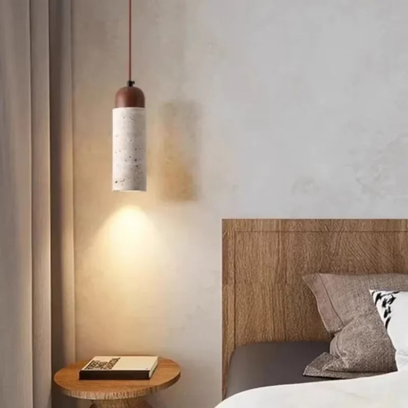 Bedroom bedside pendant light Wabi Sabi style yellow cave stone living room sofa atmosphere lighting fixture