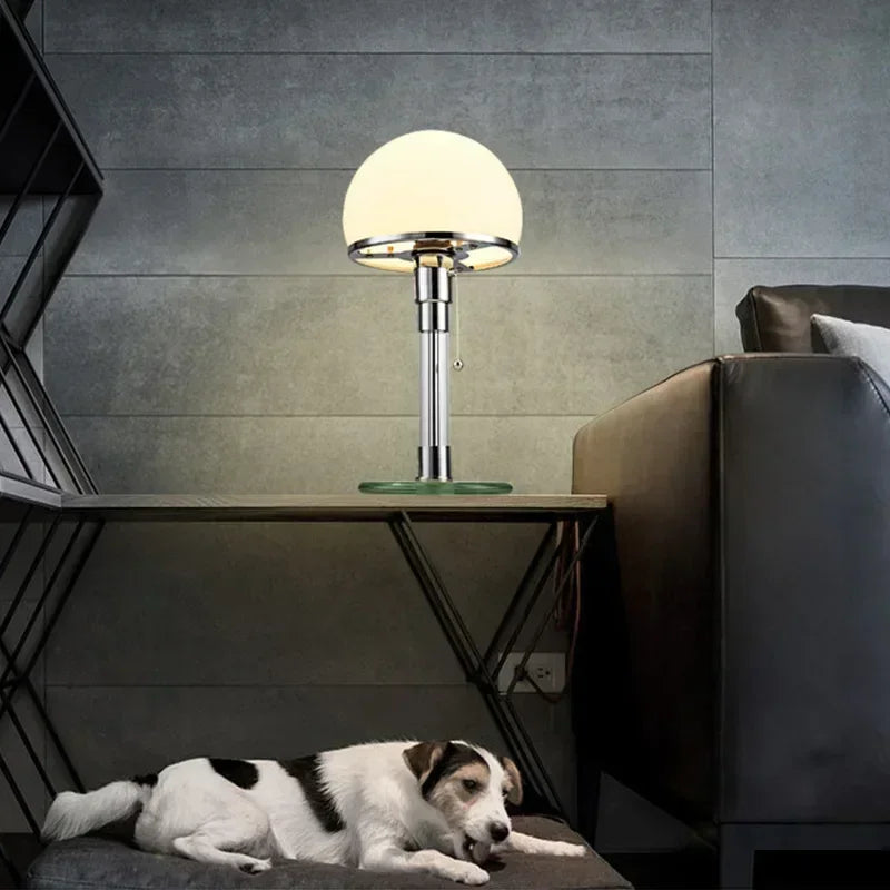 Nordic Minimalist Bauhaus LED Reading Desk Lamp Creative Personality Bedroom Study Living Room Bedside Glass Decor Table Light
