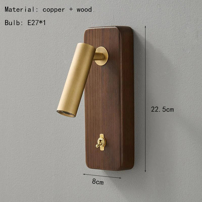 Modern Wood & Brass Wall Light – Adjustable Reading Sconce