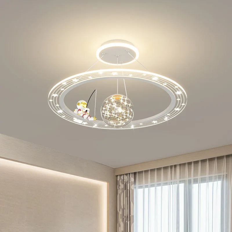 Children's Room Pendant Lamp Creative Cartoon Astronaut Starry Sky Boy Girls Bedroom Chandelier Modern Restaurant Lighting Decor