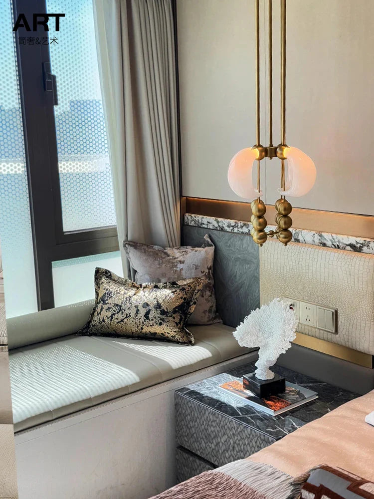 Modern Glass & Brass Pendant Light – Sculptural Orb Hanging Lamp