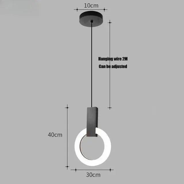 Nordic Simple LED Glass Pendant Lights Living Room Staircase Ring Creative Restaurant Bedroom Study Chandelier Home Decor Lamps