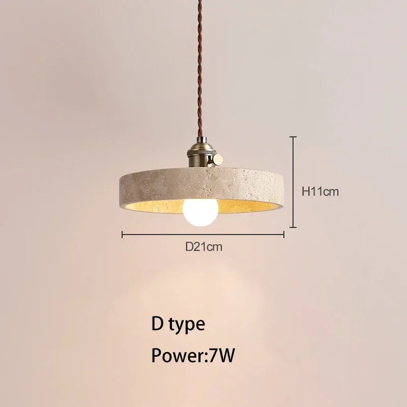 Wabi-Sabi Natural Stone Pendant Light – Japanese Minimalist Hanging Lamp