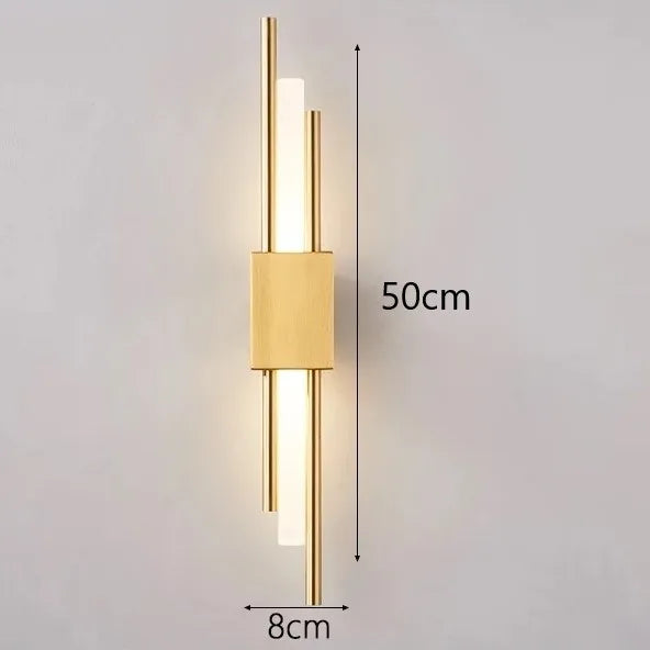 Modern Acrylic Pipe Wall Lamps for Living Room Bedroom Hallway Wall Sconce Light LED Black and Gold Iron Art Room Decor Lighting
