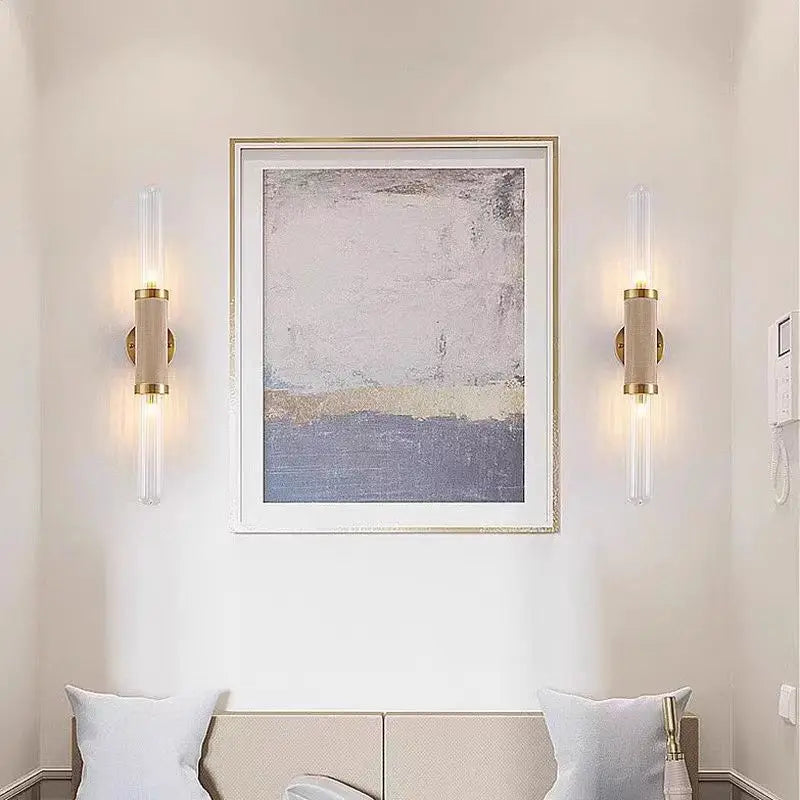 Creative Art Deco Wall Lamp Clear Glass Gold Metal G9 Bulb Home Lighting Sconce For Parlor Bedroom Aisle Stairs