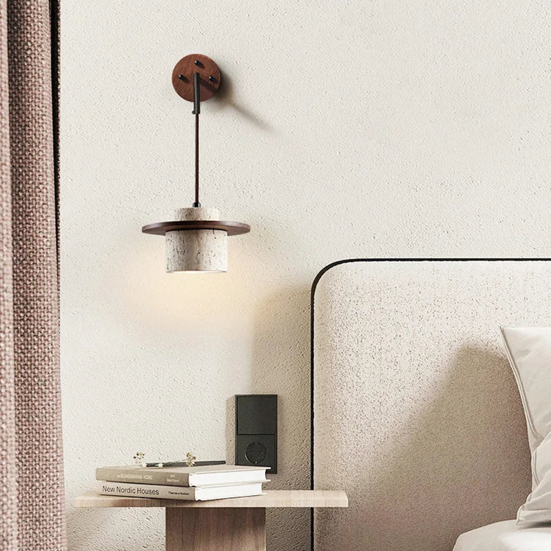 Wabi-sabi bedroom bedside wall lamp designer creative atmosphere retro dining room study living room wall hanging lights