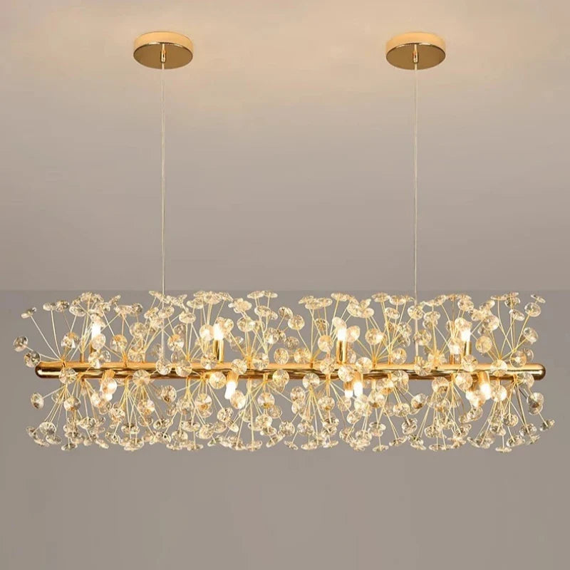 New Design Sun Flower Crystal Chandeliers for Living Room Kitchen Island Loft  LED Pendant Lighting House Decor Suspension Lamp