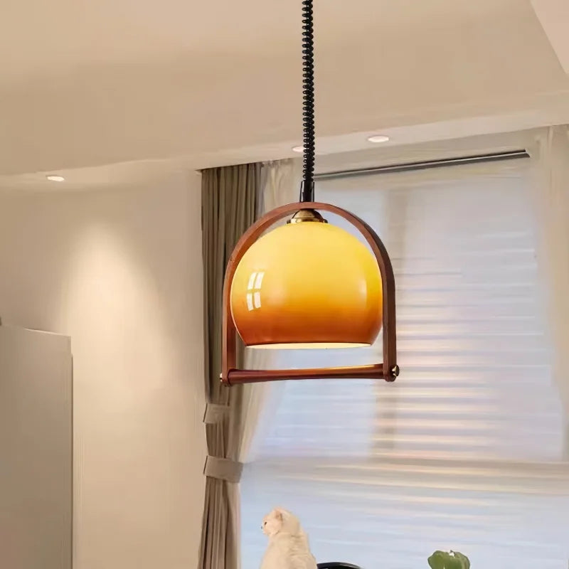 Modern Orange Glass Pendant Light – Retro Hanging Ceiling Lamp