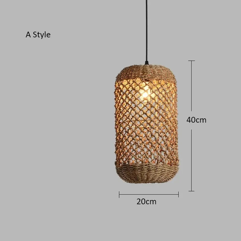 Bamboo Woven Pendant Lamp Rattan Woven Zen Tea Dining Japanese Bamboo Art Lantern Tea House Lighting Fixtures