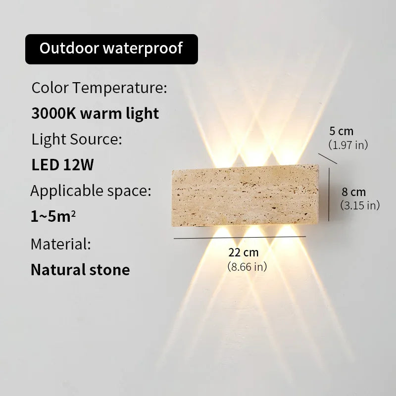 Wabi-Sabi Stone Wall Light – Waterproof IP65 LED Sconce for Indoor & Outdoor Use