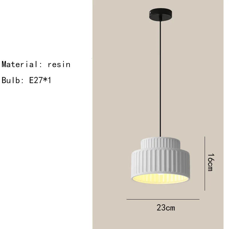 Modern Ribbed Pendant Light – Textured Resin Ceiling Lamp