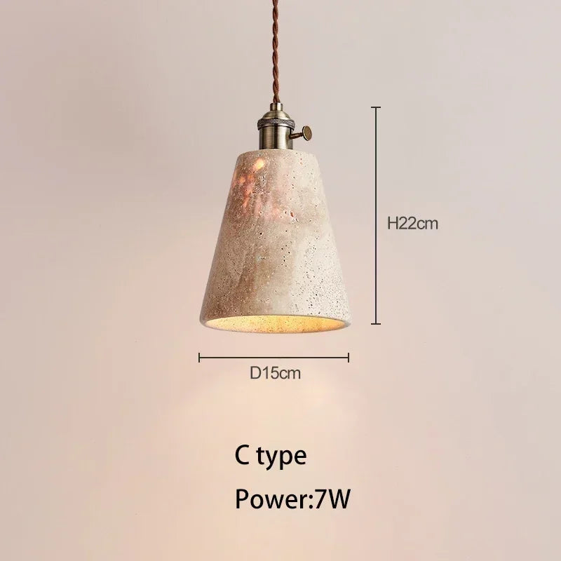 Wabi-Sabi Natural Stone Pendant Light – Japanese Minimalist Hanging Lamp