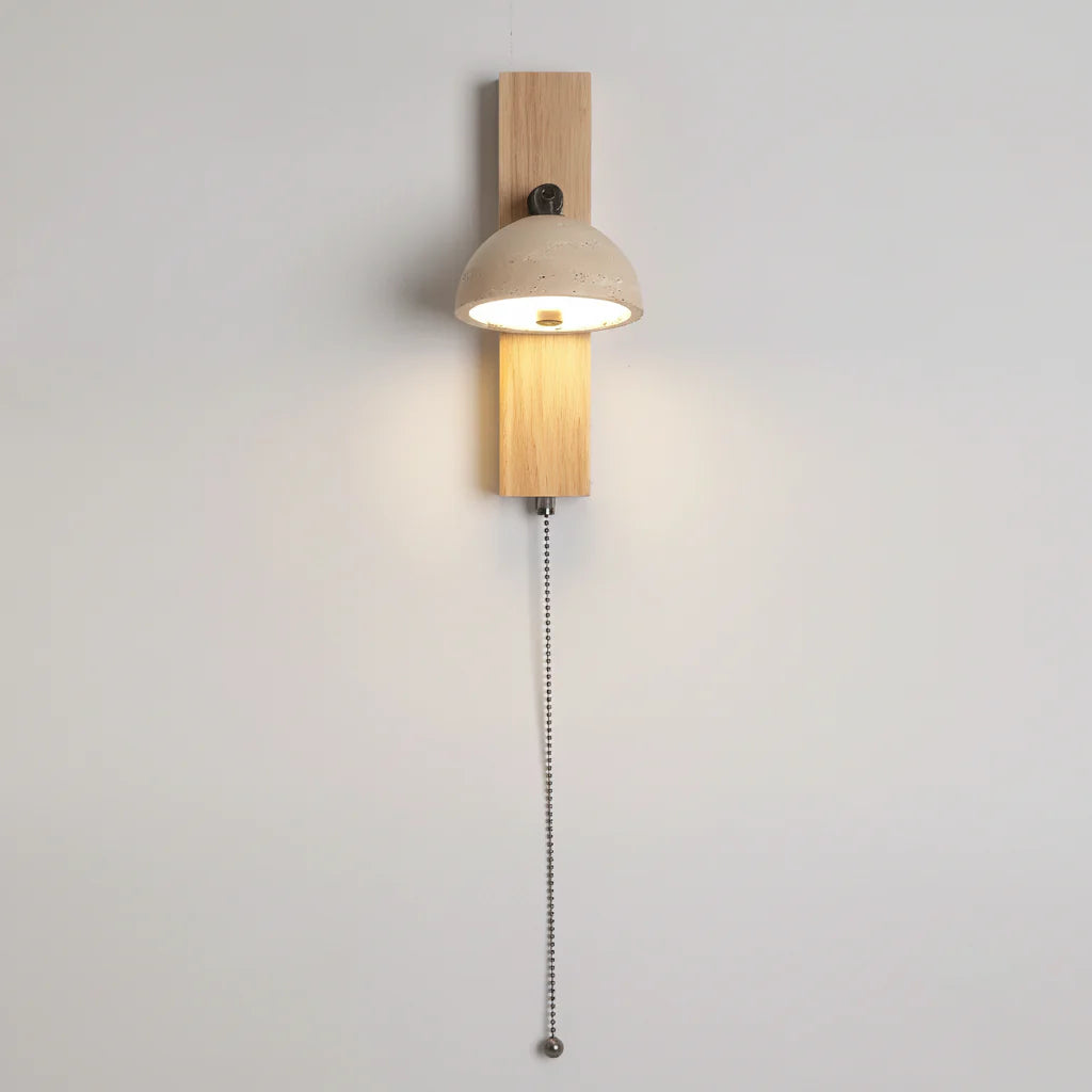 Modern Stone & Wood Wall Lamp – Minimalist Natural Wall Sconce Light