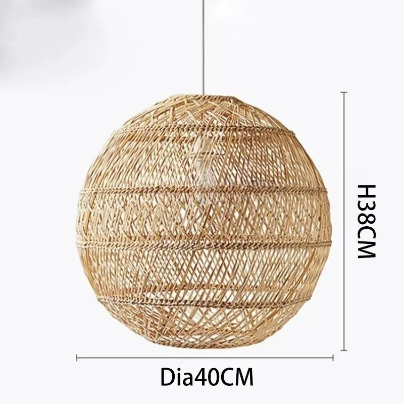 Chinese Handmade Woven Natural Rattan Pendant Lamp Living Room Restaurant Hotel Homestay Bedroom Led Chandelier Art Lights Decor