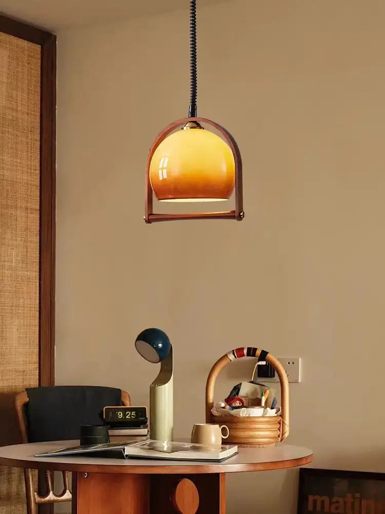 Modern Orange Glass Pendant Light – Retro Hanging Ceiling Lamp