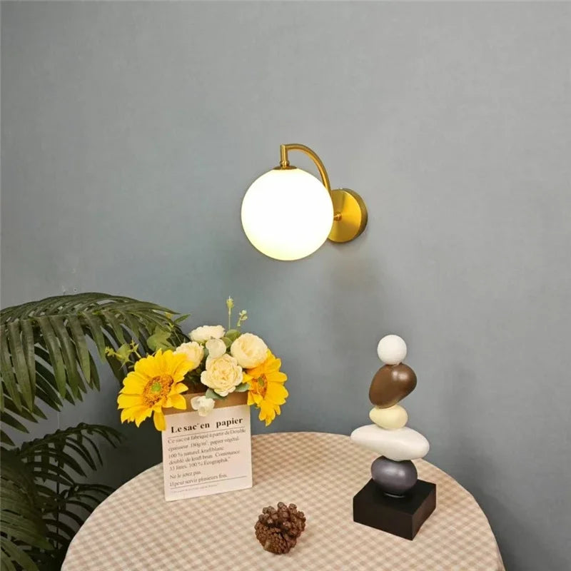 Modern Led Wall Lamps G9 Glass Ball Wall Light LED Minimalist Living Bedroom Bedside Sconce Dining Kitchen Indoor Light Fixtures