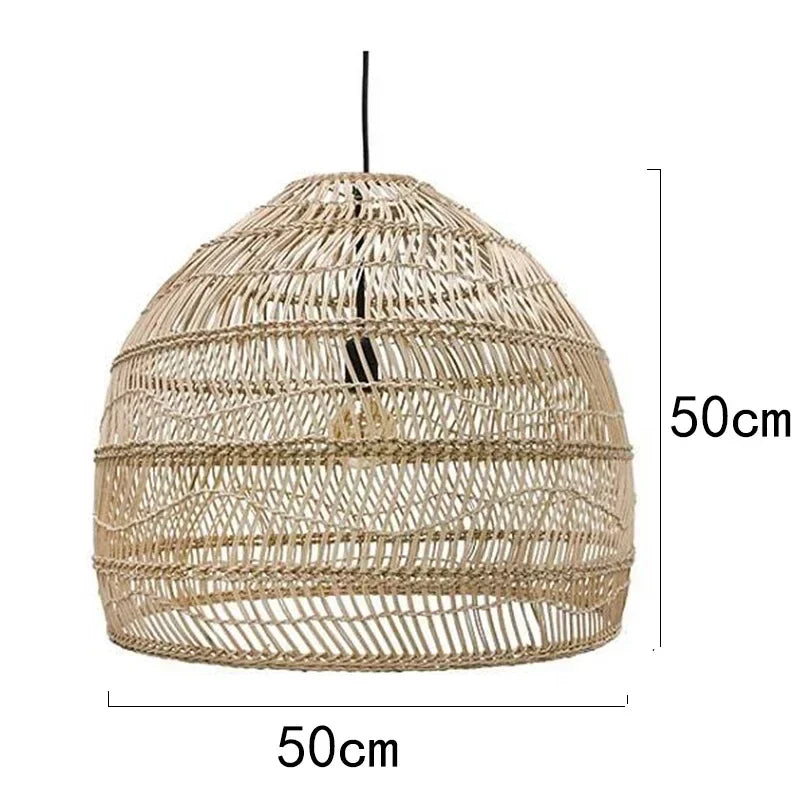 Chinese Handmade Woven Natural Rattan Pendant Lamp Living Room Restaurant Hotel Homestay Bedroom Led Chandelier Art Lights Decor