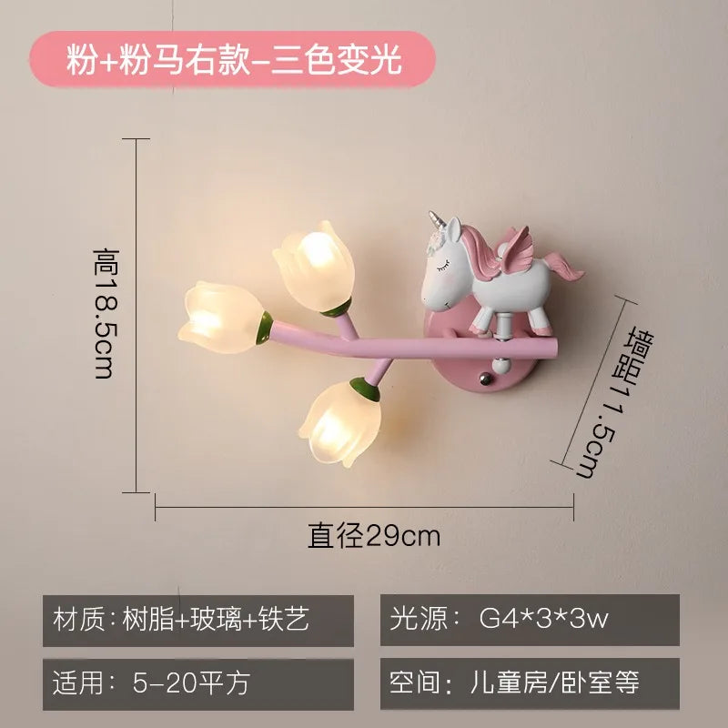 Children's Room Bedside Wall Lamp Girls' Bedroom Eye Protection Wall Light Energy-saving Modern Creative Cartoon Background Lamp